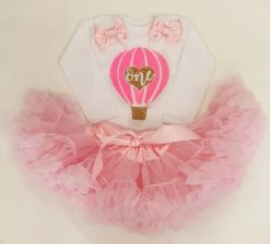 Verjaardag 1 Jaar Luchtballon Set Roze Goud