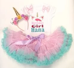 Unicorn Set Roze Roze Mint Rainbow De Luxe 3 Delig Eigen Naam