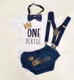 Cake Smash Setje Jongen Donker Blauw Compleet Met Verjaardagsromper