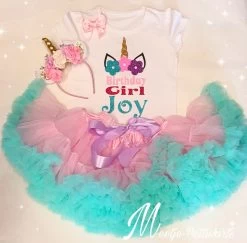 Unicorn Set Roze Roze Mint De Luxe Birthday Girl + Eigen Naam