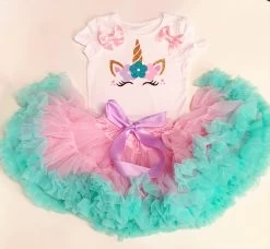 Unicorn Set Roze Pastel De Luxe Top + Rok