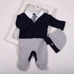 Baby Boxpakje Stropdas Donker Blauw Onesie