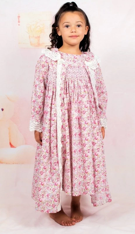 Complet Set Meisjes Nachtjapon Met Bijpassende Kamerjas Flower Katoen Spanisch Girl 2 Complet Set Meisjes Nachtjapon Met Bijpassende Kamerjas Flower Katoen Spanisch Girl - Afbeelding 2