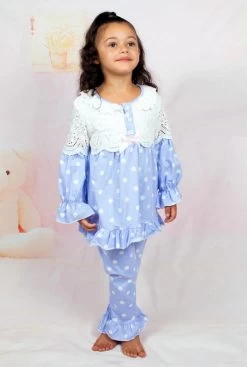 Meisjes Pyjama Blauw Polkadot Spanisch Girl