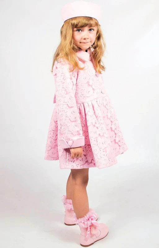 Gevoerde Mantel Jas Roze Kant Spanisch Style Girly Met Bijpassende Bonnet 5 Gevoerde Mantel Jas Roze Kant Spanisch Style Girly Met Bijpassende Bonnet - Afbeelding 5