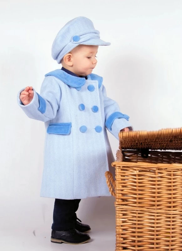 Gevoerde Mantel Jas Blauw Met Bijpassende Pet 1 Gevoerde Mantel Jas Blauw Met Bijpassende Pet