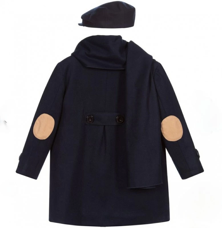 Gevoerde Mantel Jas Blauw Met Bijpassende Pet + Sjaal 3 Gevoerde Mantel Jas Blauw Met Bijpassende Pet + Sjaal - Afbeelding 3