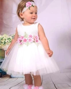 Bloemen Jurk Roosje Haarband Maat 62 Tm 116