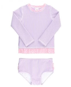 Bikini Lange Mouw Lila Streep UV Bescherming 56-140