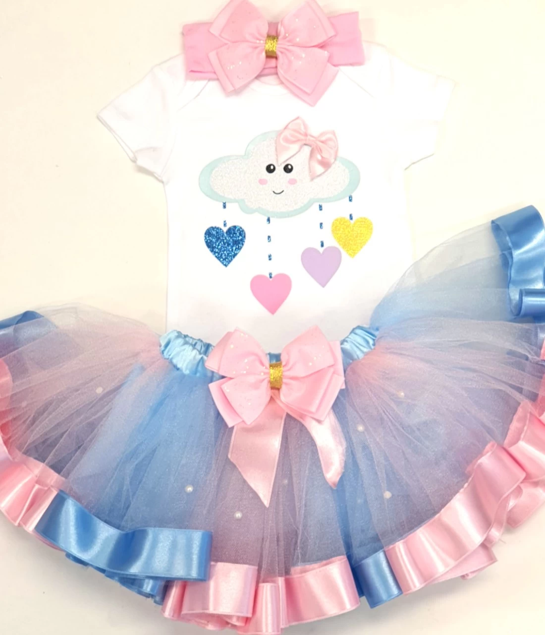 Verjaardag Tutu Set Wolkje Luxe Handmade + Haarstrik