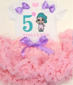 LOL Verjaardag Petticoat Set Roze Lila Luxe Met Naam + Haarband