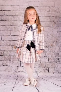 Complete Set Rok Colbert En Blouse Blauw Wit Luxury Spanisch Girl Style