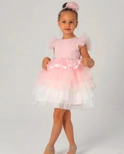 Tutu Feestjurk Zachtroze 7layers Balletjes M 74-116