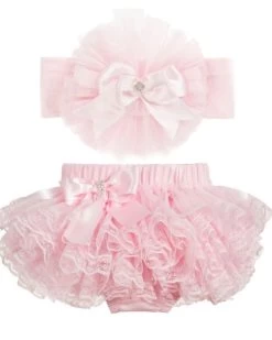 Tutu Luierbroekje Kant Roze + Bijpassende Haarband