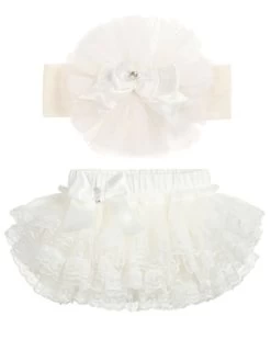 Tutu Luierbroekje Kant Ivoor + Bijpassende Haarband