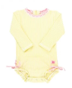 Baby Zwempakje Lange Mouw Streep Geel 56-92.