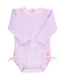 Baby Zwempakje Lange Mouw Lila Streep