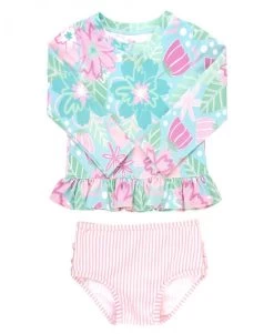 Bikini Lange Mouw UV Bescherming Bloom Pink
