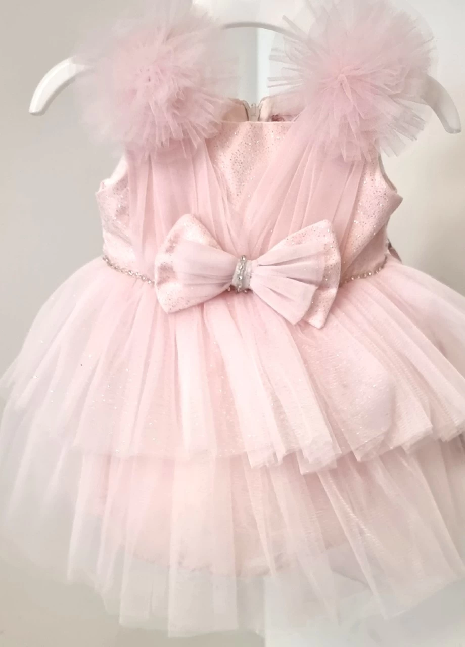 Roze Baby Jurk 62-92 + Haarband 1 Roze Baby Jurk 62-92 + Haarband