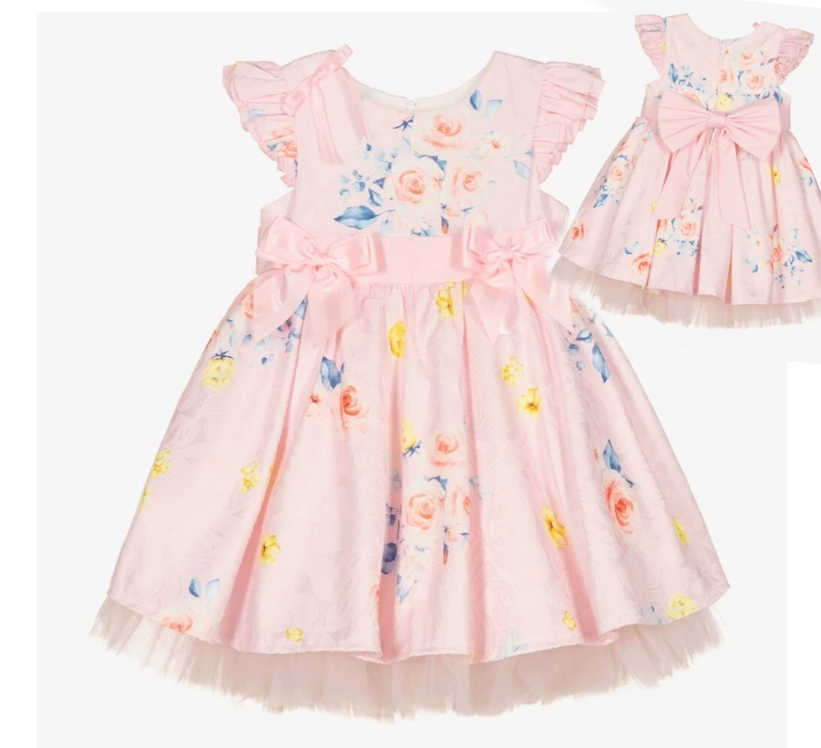 Roze Jurk Met Roosjes En Strik Baby & Kids 1 Roze Jurk Met Roosjes En Strik Baby & Kids