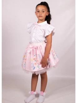 Setje Rok En Blouse Roze Wit Luxury Spanisch Girl Style