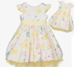 Gele Jurk Met Roosjes En Strik Baby & Kids