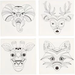 Verfcanvas Met Dieren - 20 X 20 Cm - 4 Stk