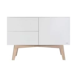 Kidsmill Sixties Babykamer Wit Mat / Naturel | Bed 60 X 120 Cm + Commode -Kinderserie Winkel sixties commode wit blank eiken 1 d0cc