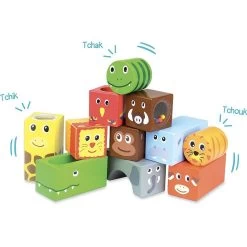 Vilac Houten Blokken Met Geluid - Jungledieren